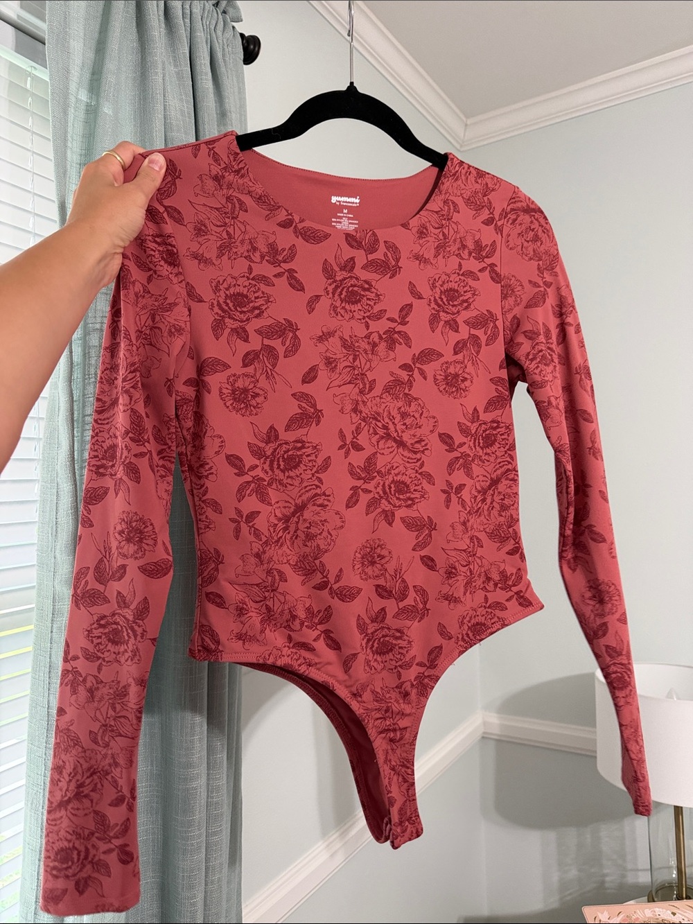 Francesca's Yummi Floral Bodysuit in Rose Mauve